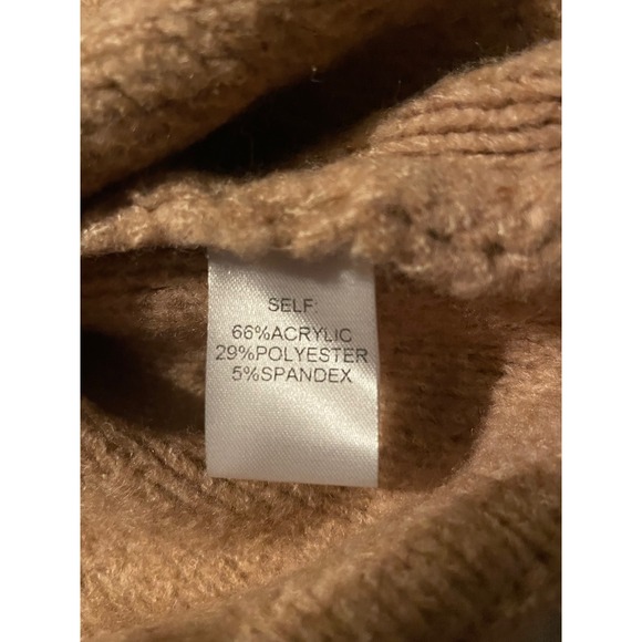Renee C. Cable Knit Mock Neck Long Sleeve Sweater Camel Brown Women's Size M NWT - Picture 6 of 6
